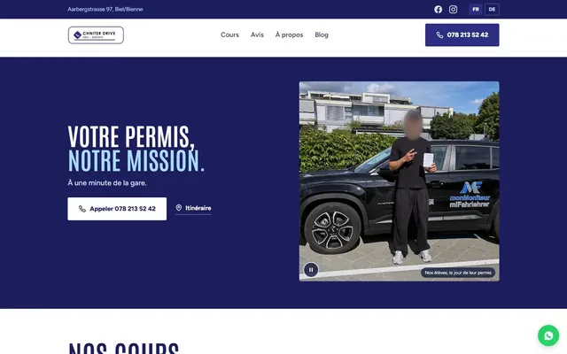 La page d’accueil du site de Chniter Drive sur ordinateur.